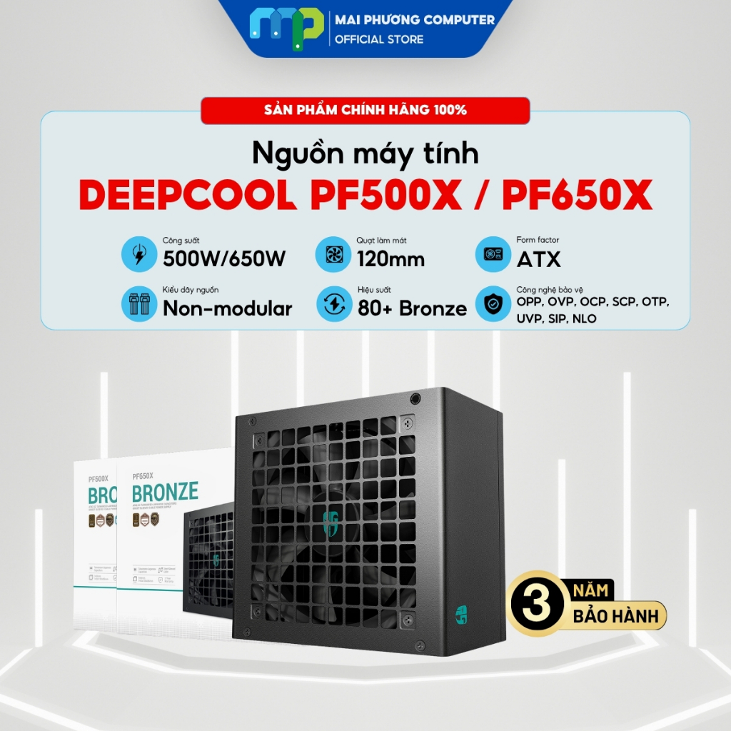 Nguồn máy tính Deepcool Gamer Storm PF500X/PF650X -  80 Plus Bronze - Non Modular - Bảo hành 36 thán