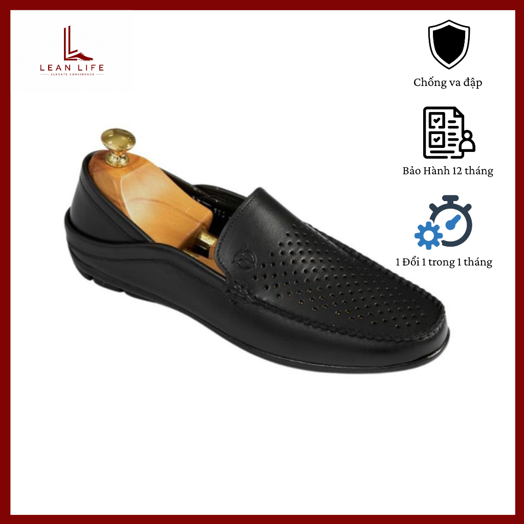Giày Moccasin da nam đục lỗ thông thoáng