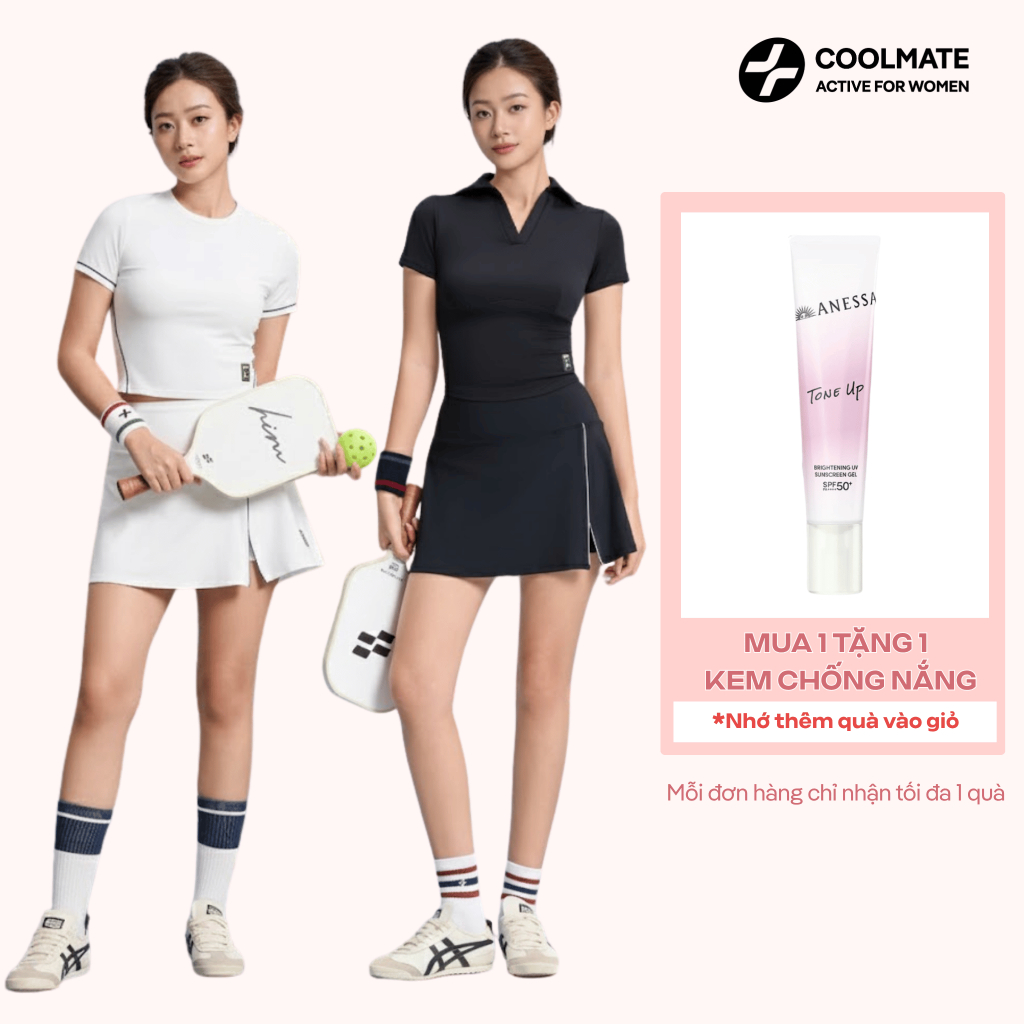[TẶNG KCN ANESSA]Đồ thể thao,đi chơi,tập Pickleball Coolmate Nữ Tennis Cầu Lông Áo Croptop Polo/Thun