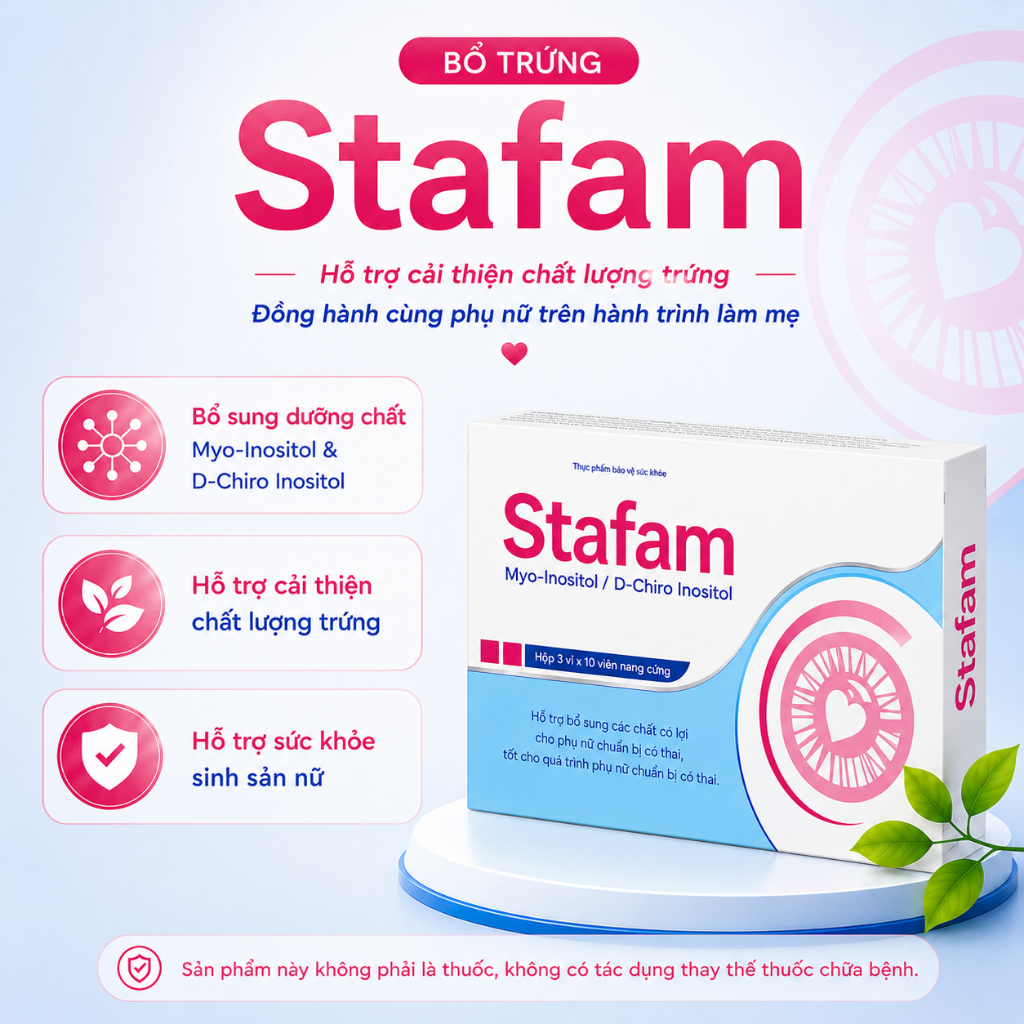 Viên Uống Stafam bổ trứng bổ sung dưỡng chất hỗ trợ sinh sản cho phụ nữ muốn…