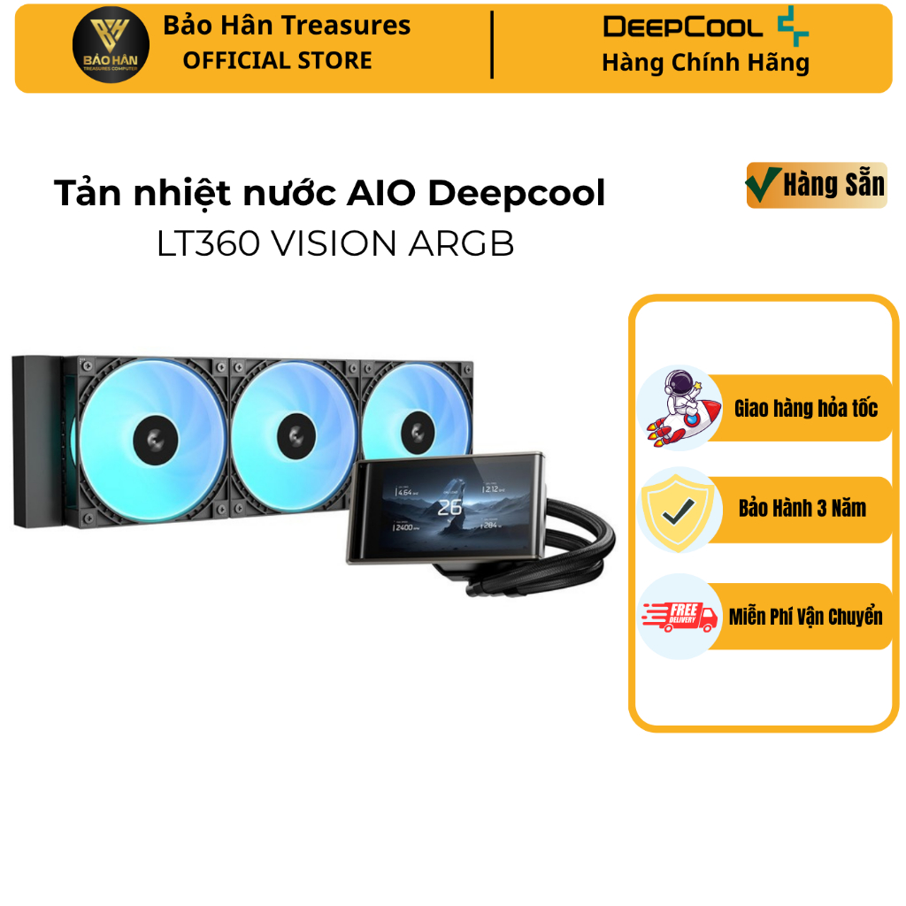 Tản Nhiệt Nước Deepcool LT360 VISION ARGB ĐEN - Hàng Chính hãng BH 36 Tháng