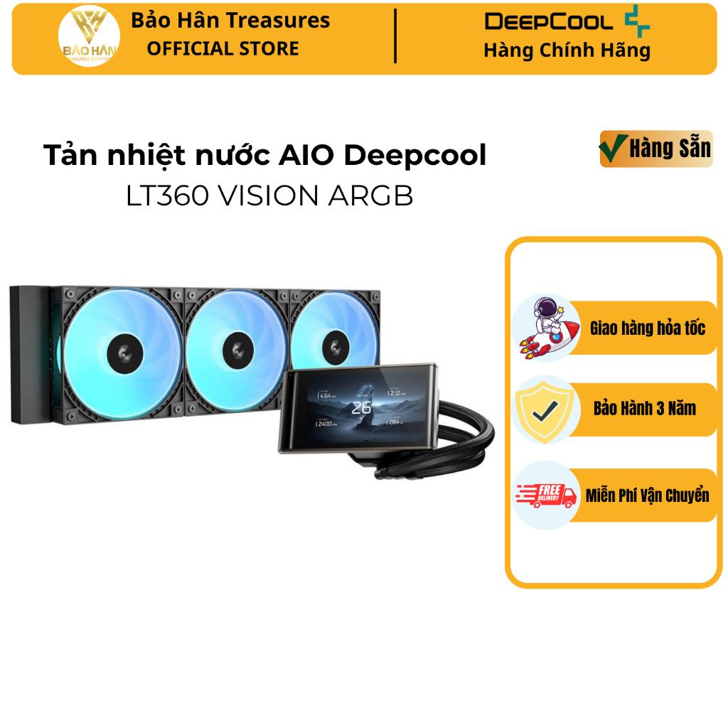 Tản Nhiệt Nước AIO Deepcool LT360 VISION ARGB ĐEN - Hàng Chính hãng BH 36T