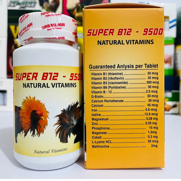 SUPER B12 9500 Hũ 100v - Vitamin bổ sung tăng lực, hỗ trợ tăng bo, tăng cơ cho gà