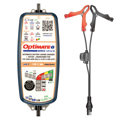 Sạc bình ắc quy xe máy, ôtô 12V OptiMate 6 Select V2 - Tự động điều chỉnh dòng sạc, hỗ trợ phục hồi