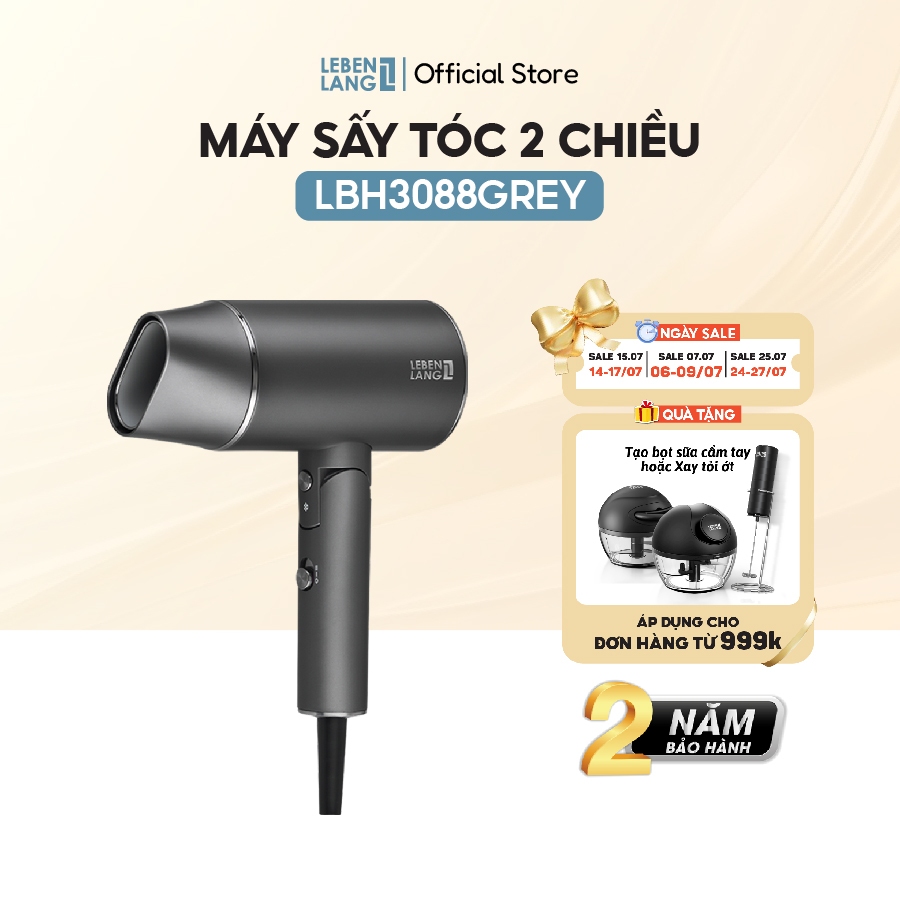 [NEW] Máy Sấy Tóc Lebenlang LBH3088GREY Công Suất 2100W Sấy Nóng Lạnh Ion Âm Gấp Gọn