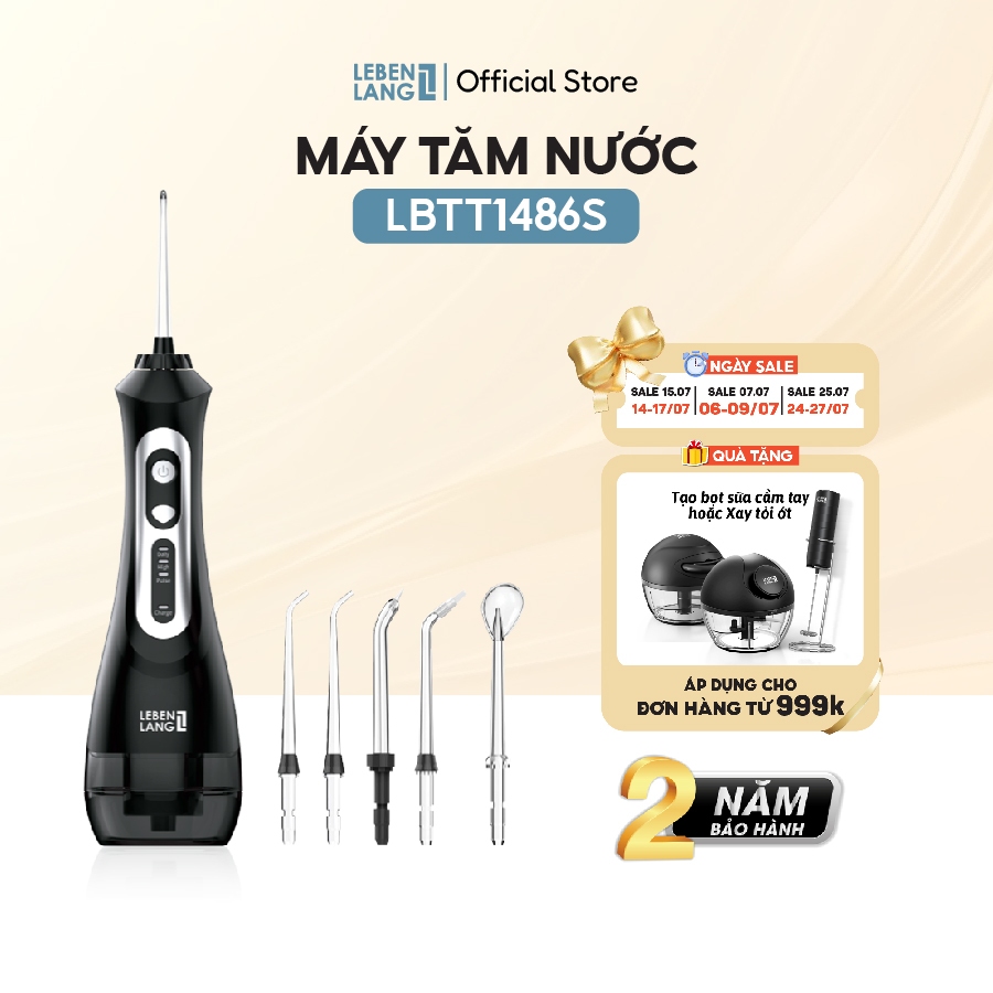 [Best Seller] Máy tăm nước LEBENLANG LBT1486S, 1500mah, kèm đầu xịt, bảo hành 2 năm - chính hãng