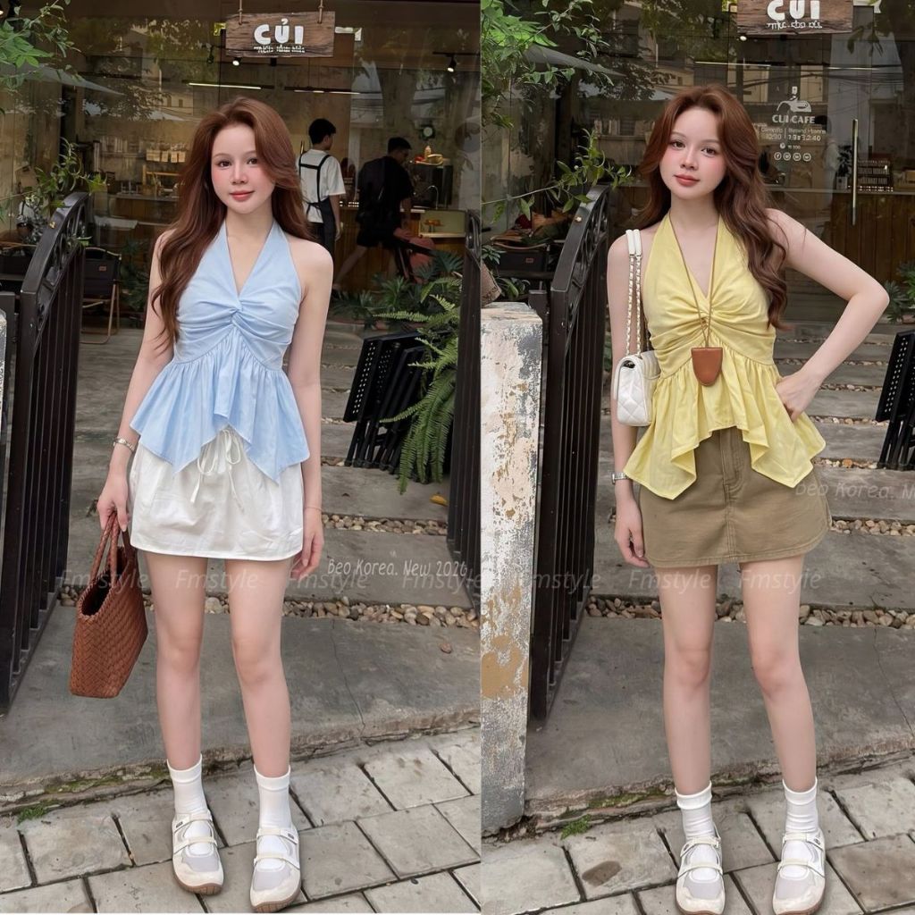Áo Kiểu Nữ FMSTYLE  2 Dây cổ yếm xoắn ngực Freesize  26060023