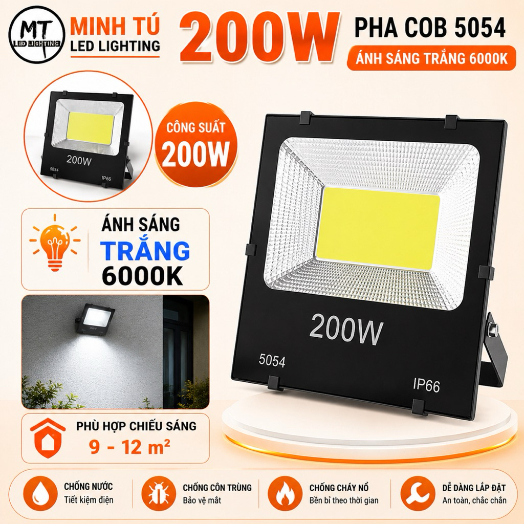 Đèn Pha Led đủ công suất.20w - 30w - 50w - 100w - 150w - 200w ( TRẮNG - VÀNG )