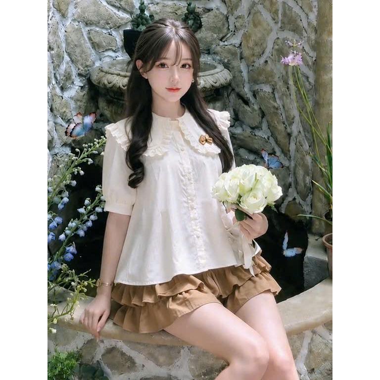 Set Váy Nữ Set Sơ Mi Cổ Bèo Phối Chân Váy 2 Tầng Có Lót Bảo Hộ Chất Vải Thô Hàn Mềm Mát Phong Cách Bánh Bèo Bun Shop20 | BigBuy360 - bigbuy360.vn