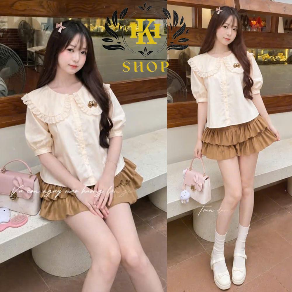 Set Váy Nữ Set Sơ Mi Cổ Bèo Phối Chân Váy 2 Tầng Có Lót Bảo Hộ Chất Vải Thô Hàn Mềm Mát Phong Cách Bánh Bèo Bun Shop20 | BigBuy360 - bigbuy360.vn