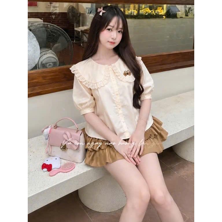 Set Váy Nữ Set Sơ Mi Cổ Bèo Phối Chân Váy 2 Tầng Có Lót Bảo Hộ Chất Vải Thô Hàn Mềm Mát Phong Cách Bánh Bèo Bun Shop20 | BigBuy360 - bigbuy360.vn