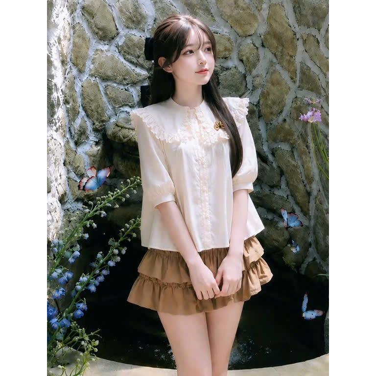 Set Váy Nữ Set Sơ Mi Cổ Bèo Phối Chân Váy 2 Tầng Có Lót Bảo Hộ Chất Vải Thô Hàn Mềm Mát Phong Cách Bánh Bèo Bun Shop20 | BigBuy360 - bigbuy360.vn