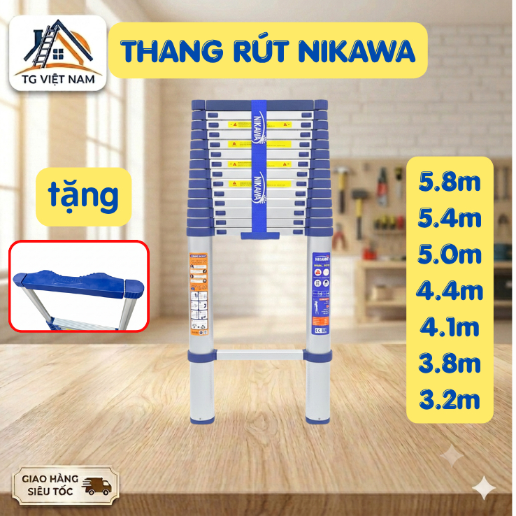 [Tặng ốp + chốt] Thang Nikawa Chính Hãng NK60, NK54, NK50, NK48, NK44, NK38, NK32 đa dụng chắc chắn