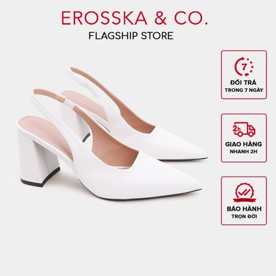 Erosska - Giày cao gót nữ mũi nhọn kiểu dáng thanh lịch sang trọng màu trắng cao 8cm - EH045