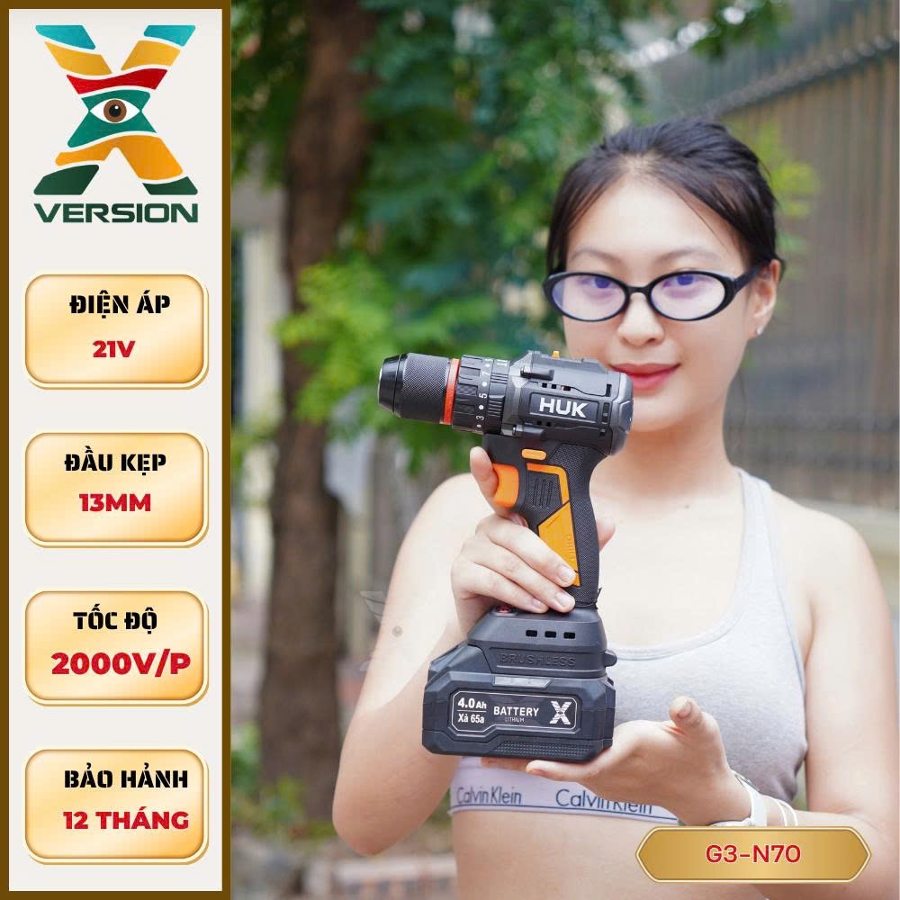 Máy Khoan Pin GEN3 Hukan,model G3-N70, Lực Siết 70Nm, Pin 21V-Xversion