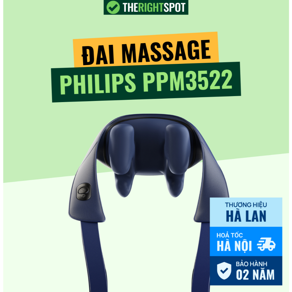[Philips Chính Hãng] Máy massage cổ vai gáy Philips PPM3522 chữ U chườm nhiệt thư giản cơ Bh 2 năm