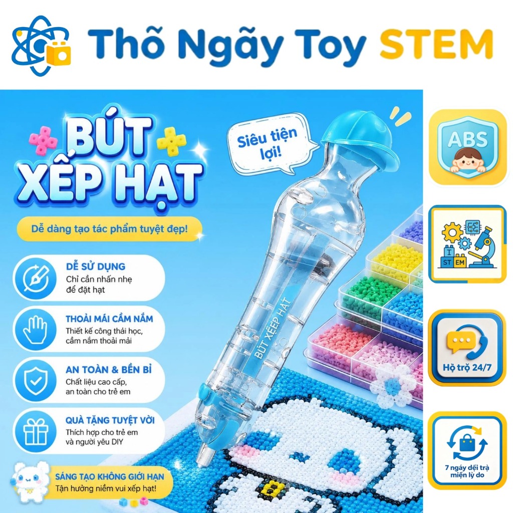 Bút gắp hạt dạng bấm tiện lợi + Bàn ủi chống dính chuyên dụng – Bộ dụng cụ làm hạt xếp