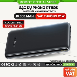 Pin sạc dự phòng rt180s 10000mah robot chính hãng bảo hành 12 tháng