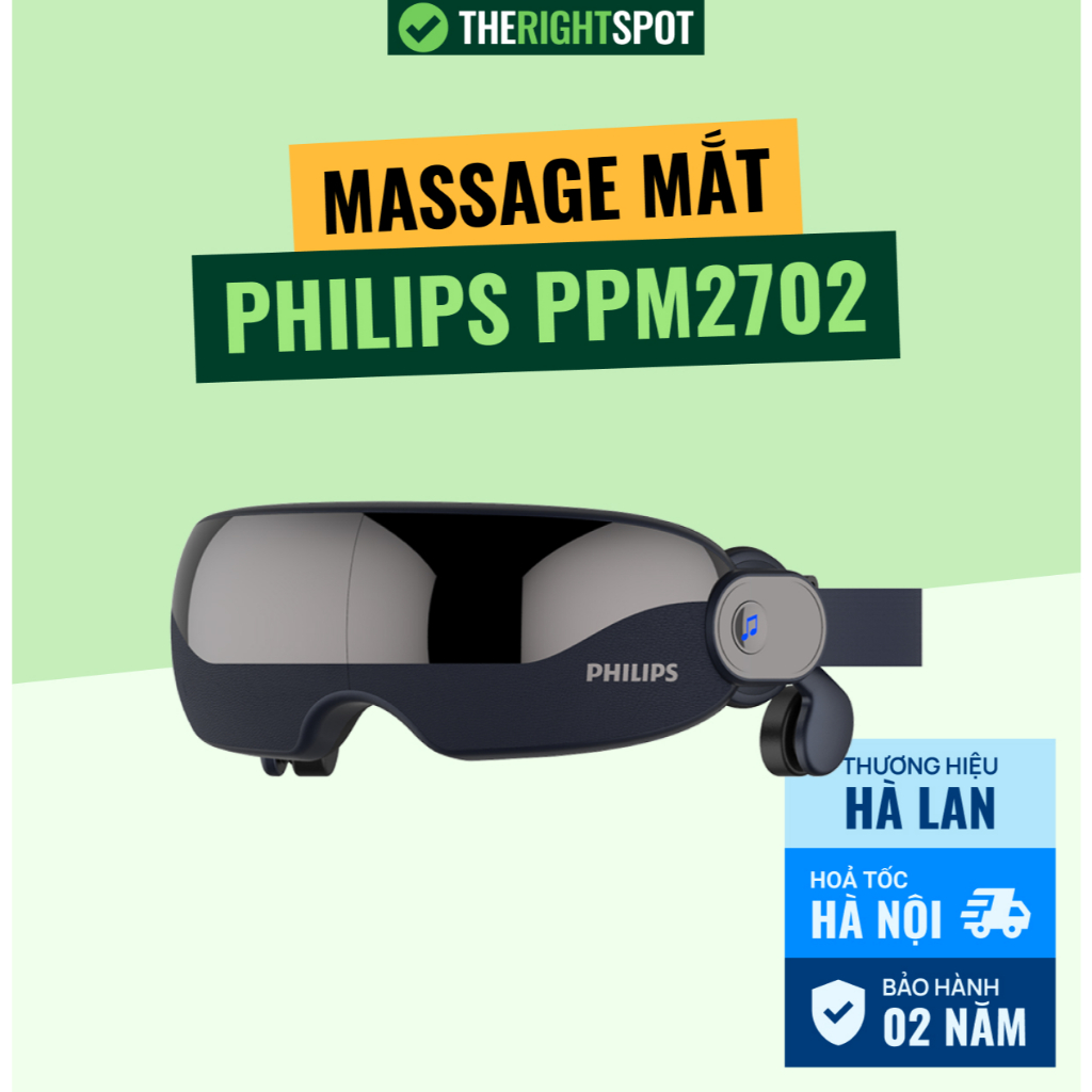 [Philips Chính Hãng]Máy massage mắt Philips PPM2702 kết nối Bluetooth thư giãn mắt