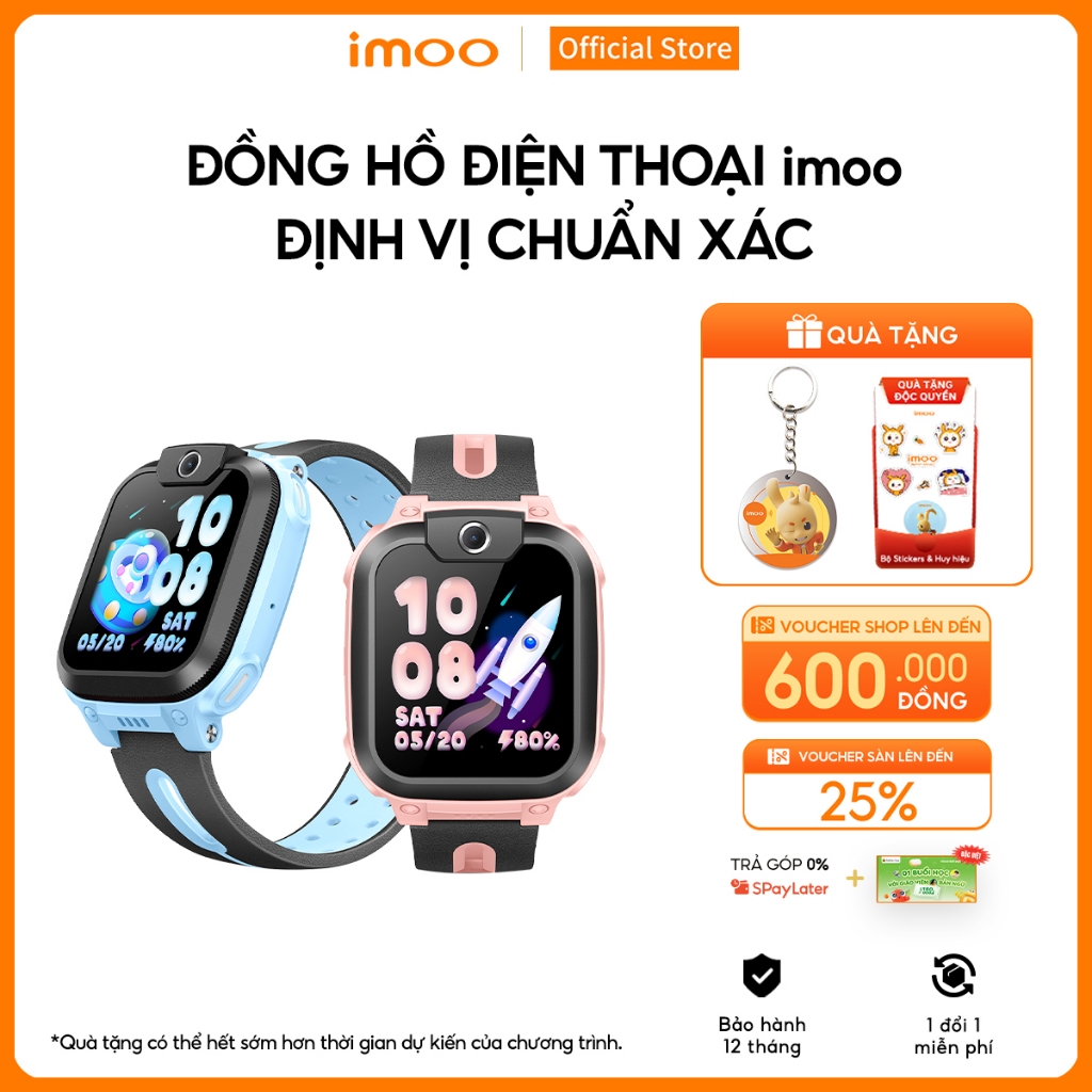 Đồng Hồ Thông Minh Trẻ Em Lắp Sim imoo Z1 Gọi Điện Thoại video call HD/Định Vị GPS Chính Xác/4G Smartwatch/Kháng Nước