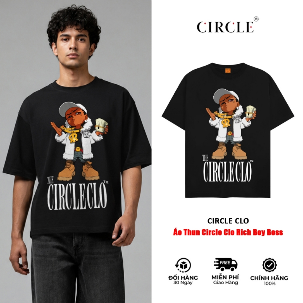 Áo Thun Circle Clo Rich Boy Boss Logo Unisex Cotton Cao Cấp - CIRCLE CLO