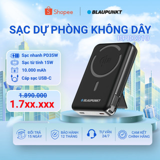 Sạc dự phòng không dây từ tính blaupunkt bpb3310 power bank 10000 mah kèm cáp type c sạc nhanh 35w