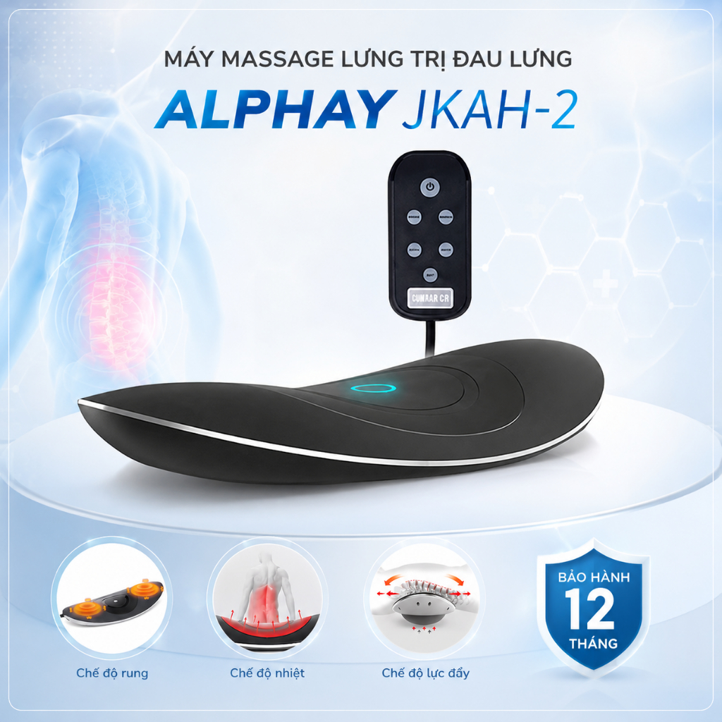 Máy Massage Lưng Trị Đau Lưng Alphay JKAH-2 - Giúp Xoa Bóp, Thư Giãn, Làm Nóng Thắt Lưng