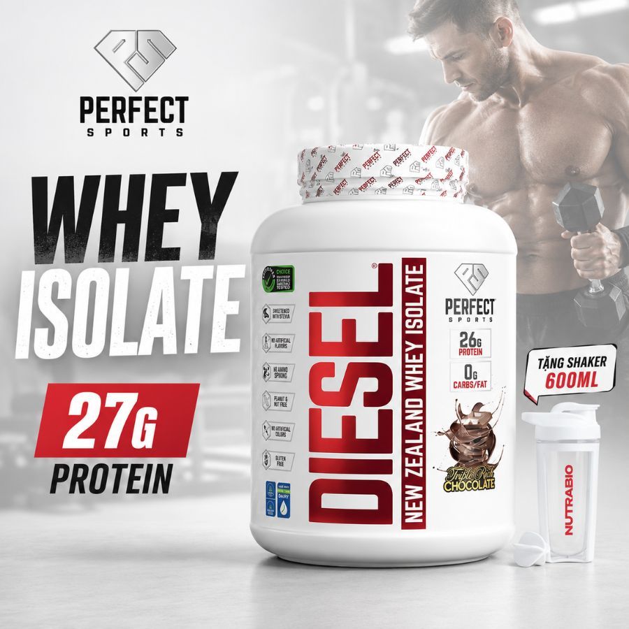 Bột tăng cơ Perfect Sports Diesel 100% New Zeland Whey Protein Isolate tinh khiết, hạn chế nóng tron