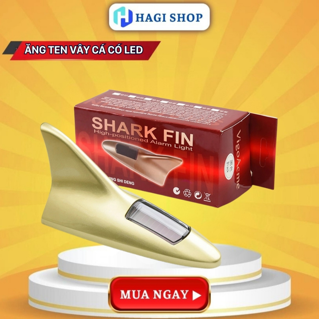 Ăng-ten Vây Cá Mập Có Đèn LED Gắn Trên Nóc Ô Tô Màu Đỏ , Đèn Cảnh Báo Năng Lượng Mặt Trời Vây LED