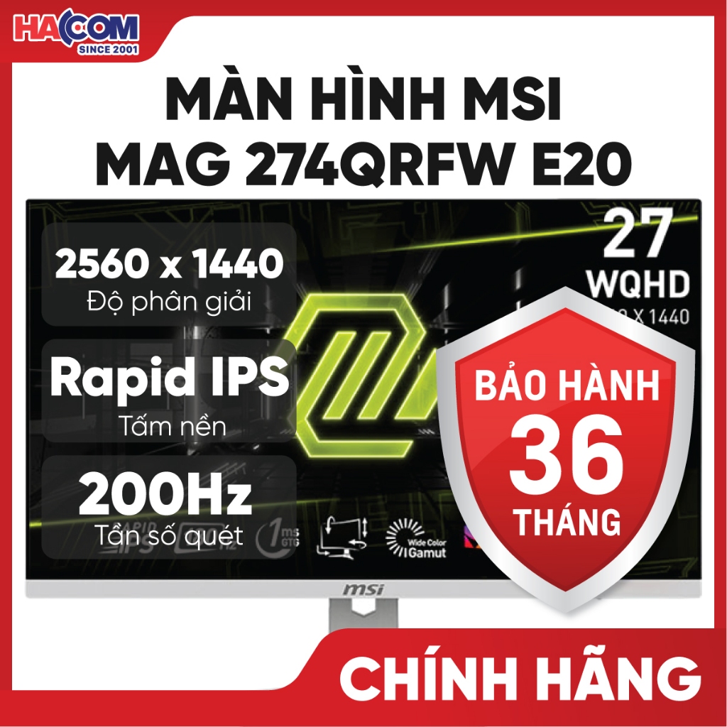 Màn Hình MSI MAG 274QRFW E20 (27 inch/WQHD/IPS/200Hz/0.5ms) - BH 36 Tháng HACOM PC