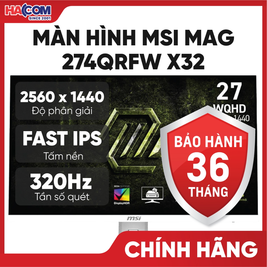 Màn Hình MSI MAG 274QRFW X32 (27 inch/WQHD/Rapid IPS/320Hz/0.5ms) - BH 36 Tháng HACOM PC
