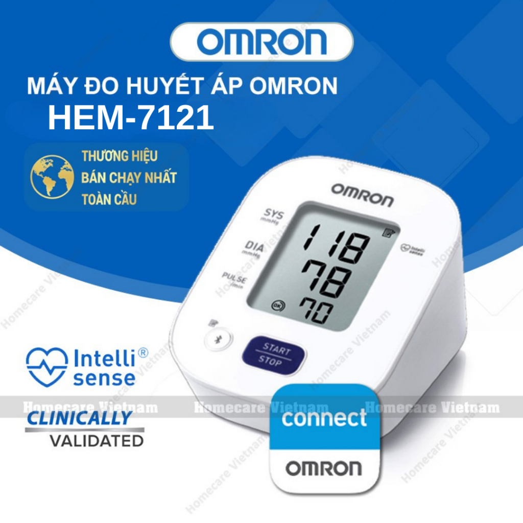 Máy Đo Huyết Áp OMRON HEM-7121 Chính Hãng, Công Nghệ Mới Đo IntelliSense Tự Động Tại Nhà - Bảo hành 