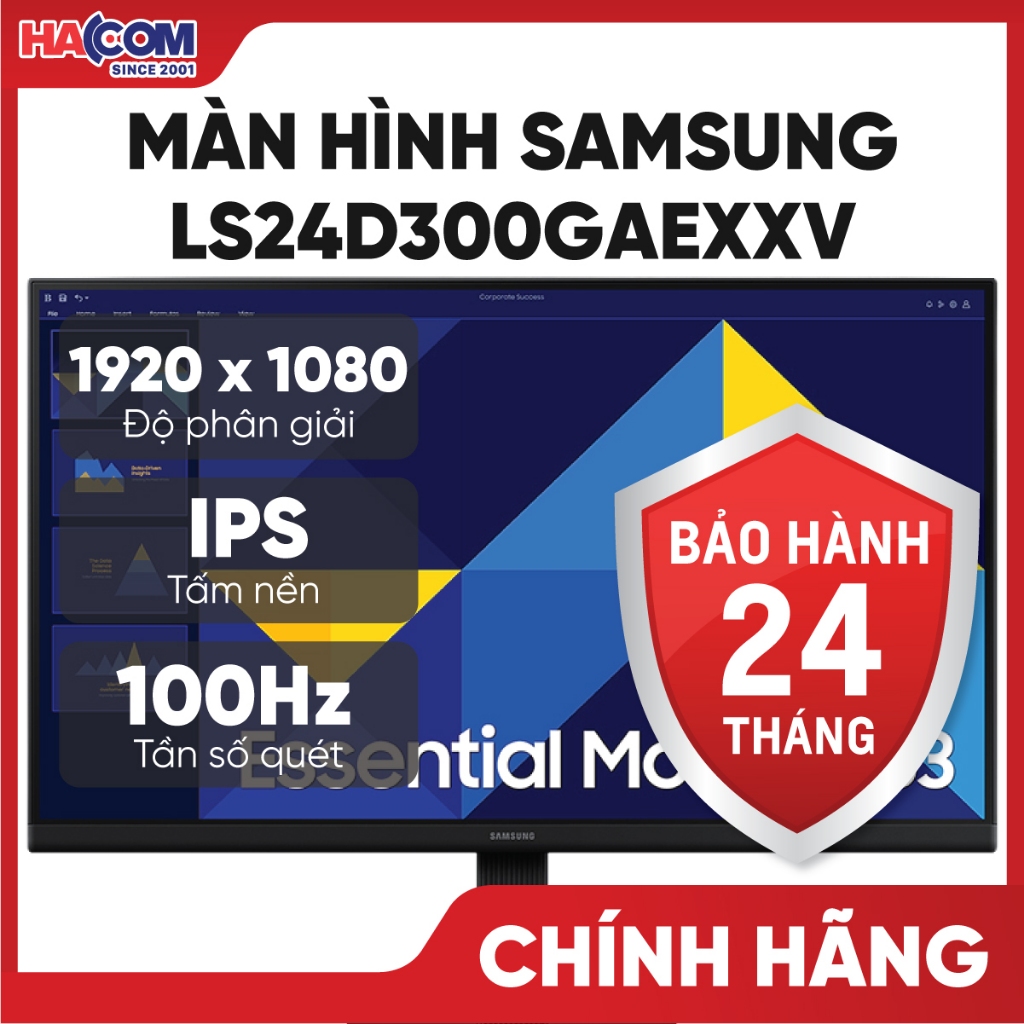 Màn Hình Samsung LS24D300GAEXXV (24 inch/FHD/IPS/100Hz/5ms) - BH 24 Tháng HACOM PC