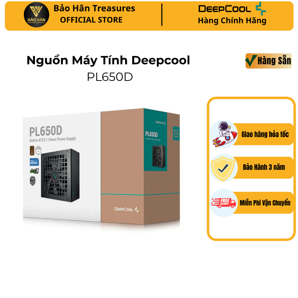 Nguồn máy tính Deepcool PL650D PCIE5 650W 80 Plus Bronze - Hàng Chính Hãng