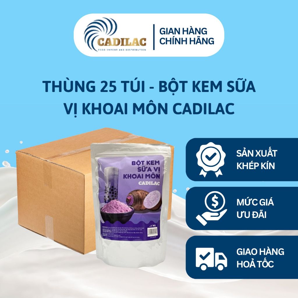THÙNG 25 TÚI - Bột kem sữa vị khoai môn Cadilac