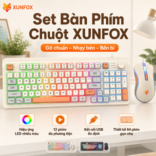Bàn phím chống ồn có dây XUNFOX 94 phím, đèn RGB thời trang, núm điều chỉnh âm lượng, nhẹ và bền