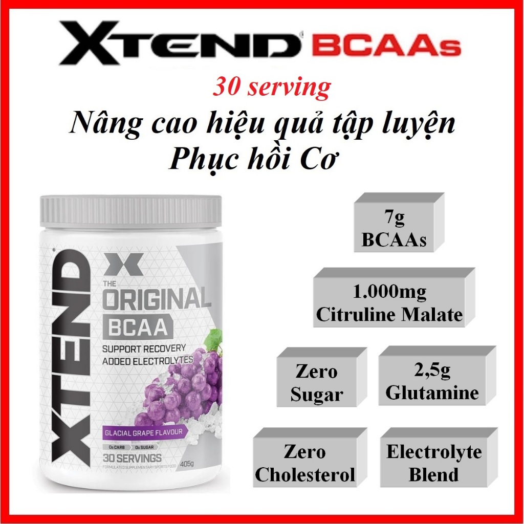 Xtend BCAA 30ser bột pha nước tăng lực, bổ sung các Axit Amin thiết yếu, phục hồi sức, xây dựng cơ, 