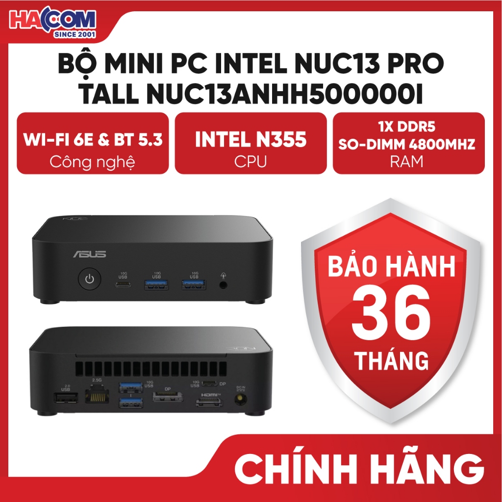Mini PC ASUS NUC 14 Essential Intel N150 N355 (DDR5/Tiết Kiệm Điện/Wifi 6E/3 Màn 4K) - BH 3 Năm