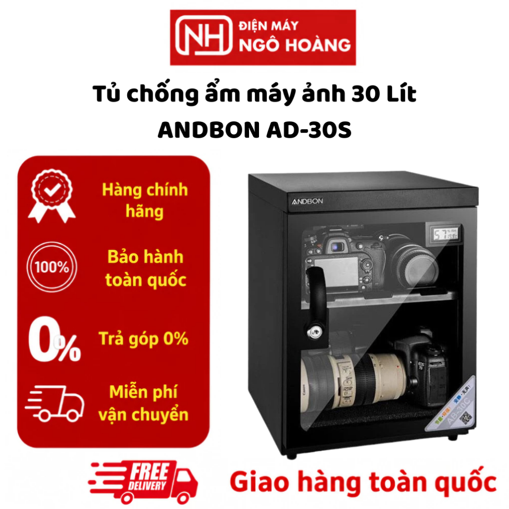 AD-30S - Tủ chống ẩm máy ảnh 30 lít ANDBON AD-30S chính hãng, bảo quản máy ảnh, lens, thiết bị điện 