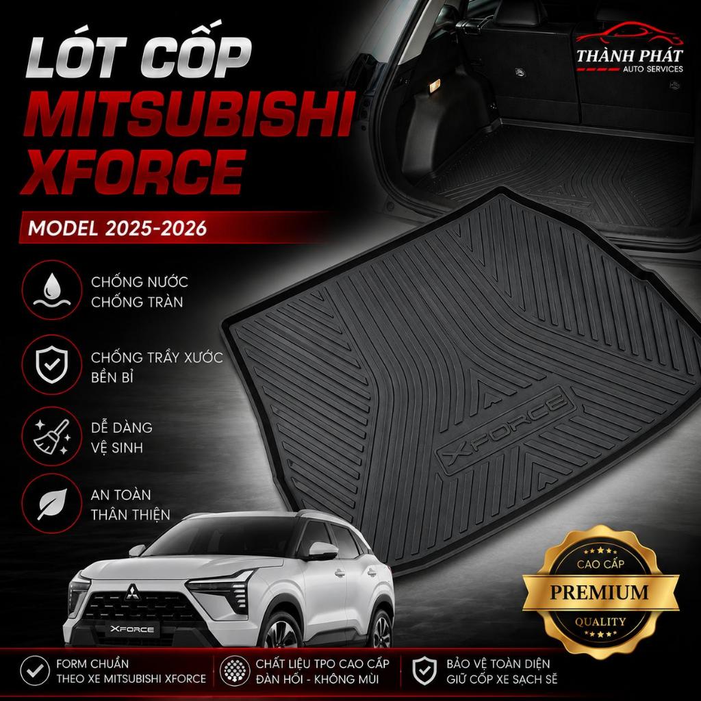 Xforce, Khay Lót Cốp Mitsubishi Xforce 2025 - 2026 Loại 1 Chất Liệu Nhựa Dẻo TPO Chịu Nước, Chịu Nhi