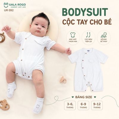 Bodysuit cộc tay cho bé Ualarogo Mimi Soft 3-12 tháng vải Sợi tre Bamboo mềm mại cúc bấm UR 092