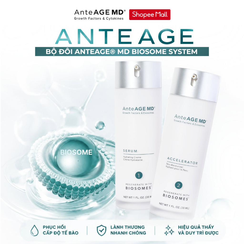 [Kỳ Kỳ x AnteAGE] Bộ Đôi Sản Phẩm Phục Hồi AnteAGE MD Biosome System, MD Serum & MD Accelerator 30ml