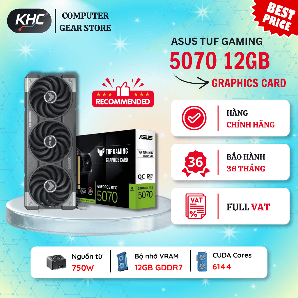 VGA  ASUS TUF GAMING RTX 5070 12GB GDDR7 OC EDITION (TUF-RTX5070-O12G-GAMING) (Full VAT)