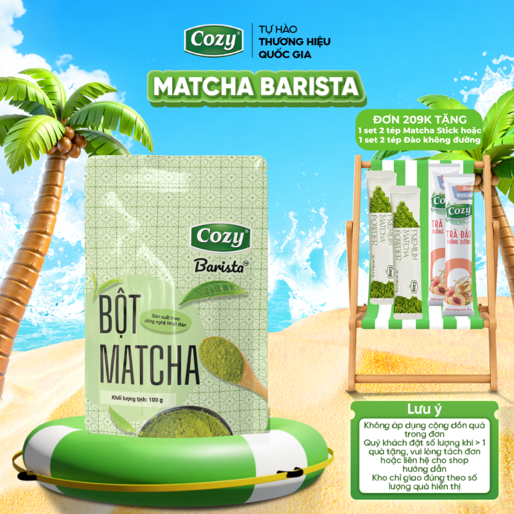Bột Matcha Cozy, Bột Trà Xanh 100gr Pha Latte Trà Sữa, Matcha Làm Bánh Kẹo Nougat