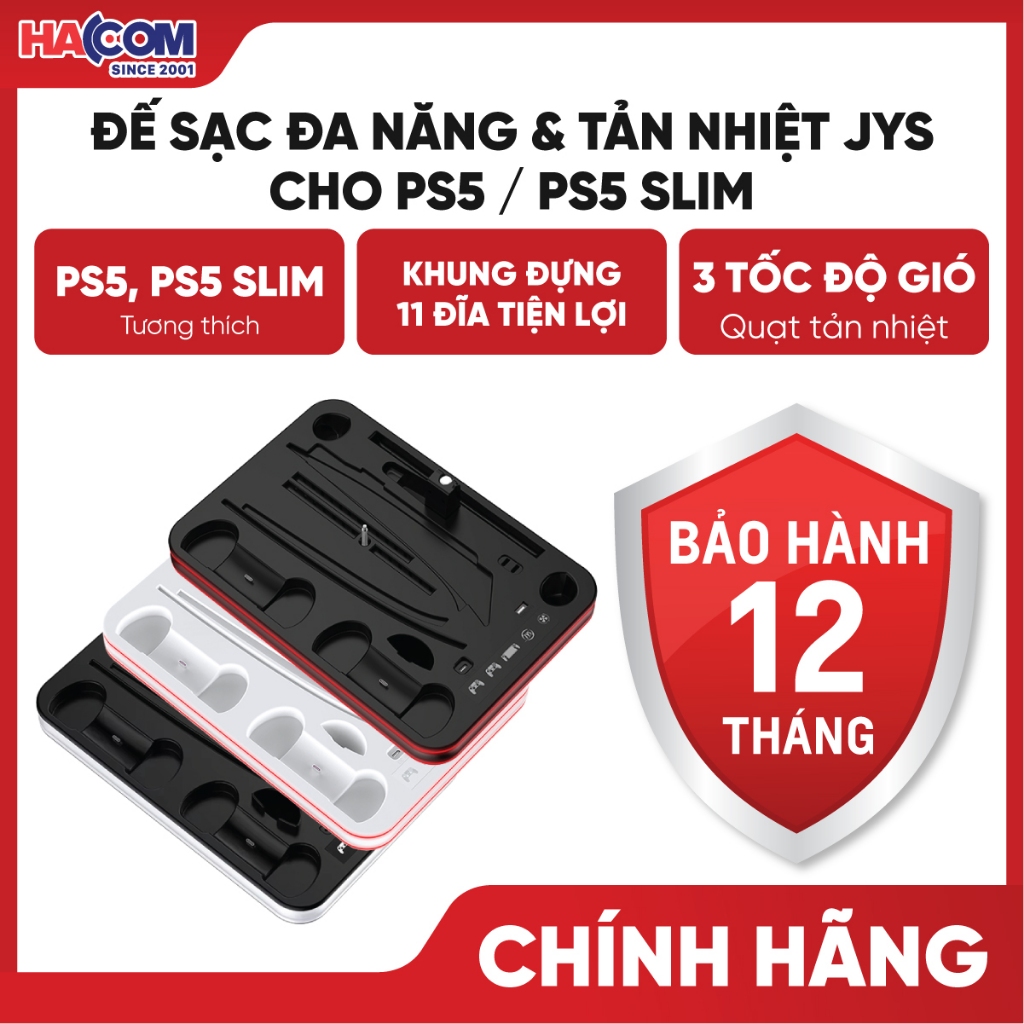 Đế Sạc Đa Năng Kèm Tản Nhiệt JYS Cho PS5/PS5 Slim/PS5 Pro Chính Hãng - BH 12 Tháng HACOM PC