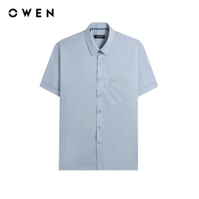 Owen - Áo sơ mi ngắn tay Plus size AF260103NT màu Xanh chất liệu Bamboo spandex