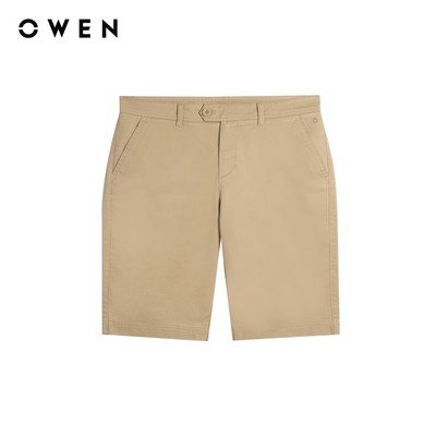 Owen - Quần short Slim Fit SK261013 màu Be đậm chất liệu Cotton Spandex