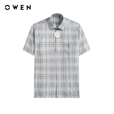 Owen - Áo sơ mi ngắn tay Body Fit AB260046NT màu Xám chất liệu Knit cao cấp