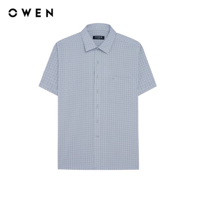 Owen - Áo sơ mi ngắn tay Body Fit AB260114NT màu Xám chất liệu Nano