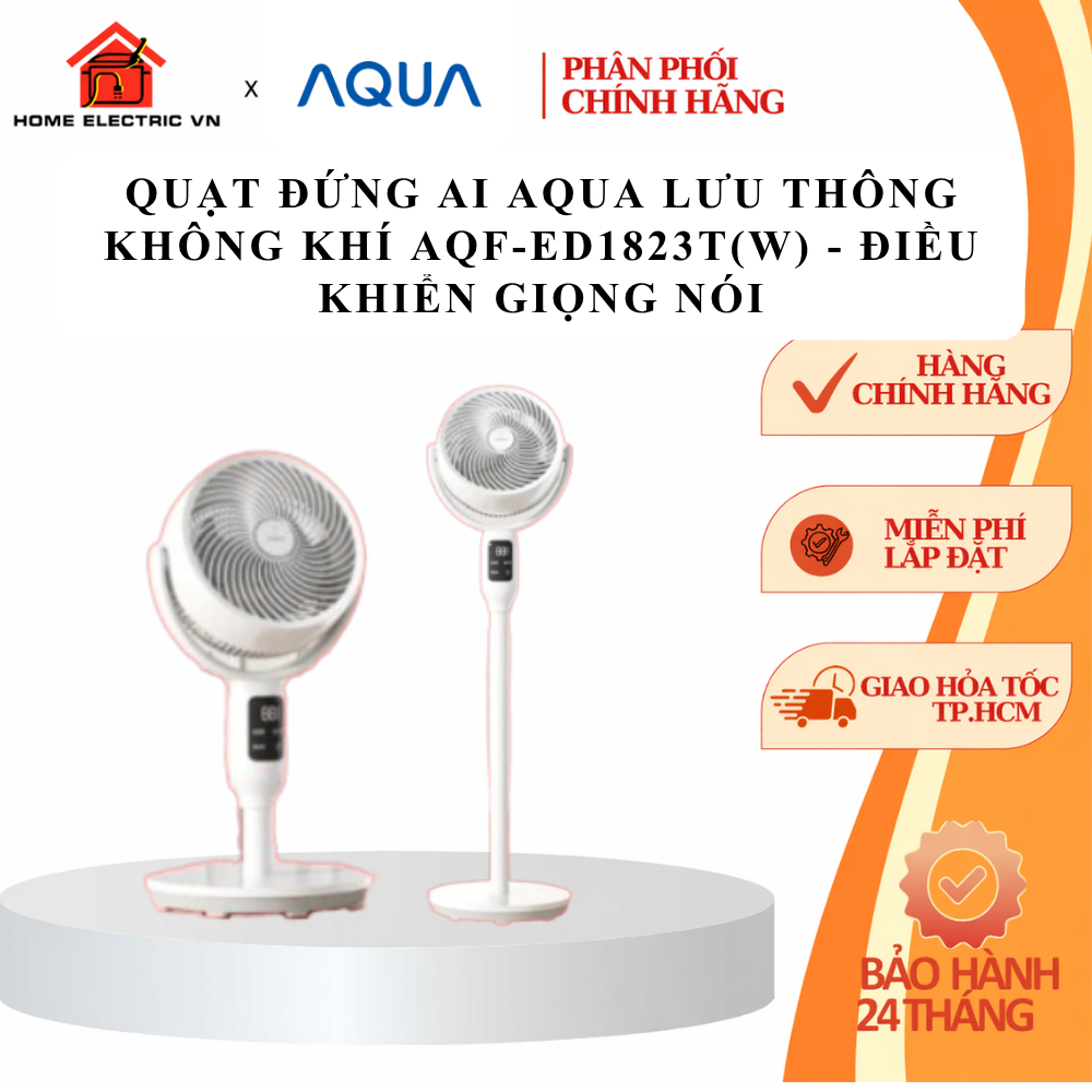 Quạt đứng AI AQUA lưu thông không khí AQF-ED1823T(W) - Điều khiển giọng nói